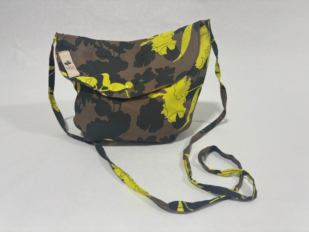 Bolso Bandolera Dodo: Flores Amarillas y Marrón
