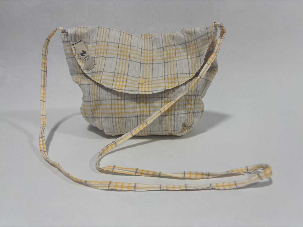 Bolso Bandolera Dodo: Cuadros Amarillos y Grises