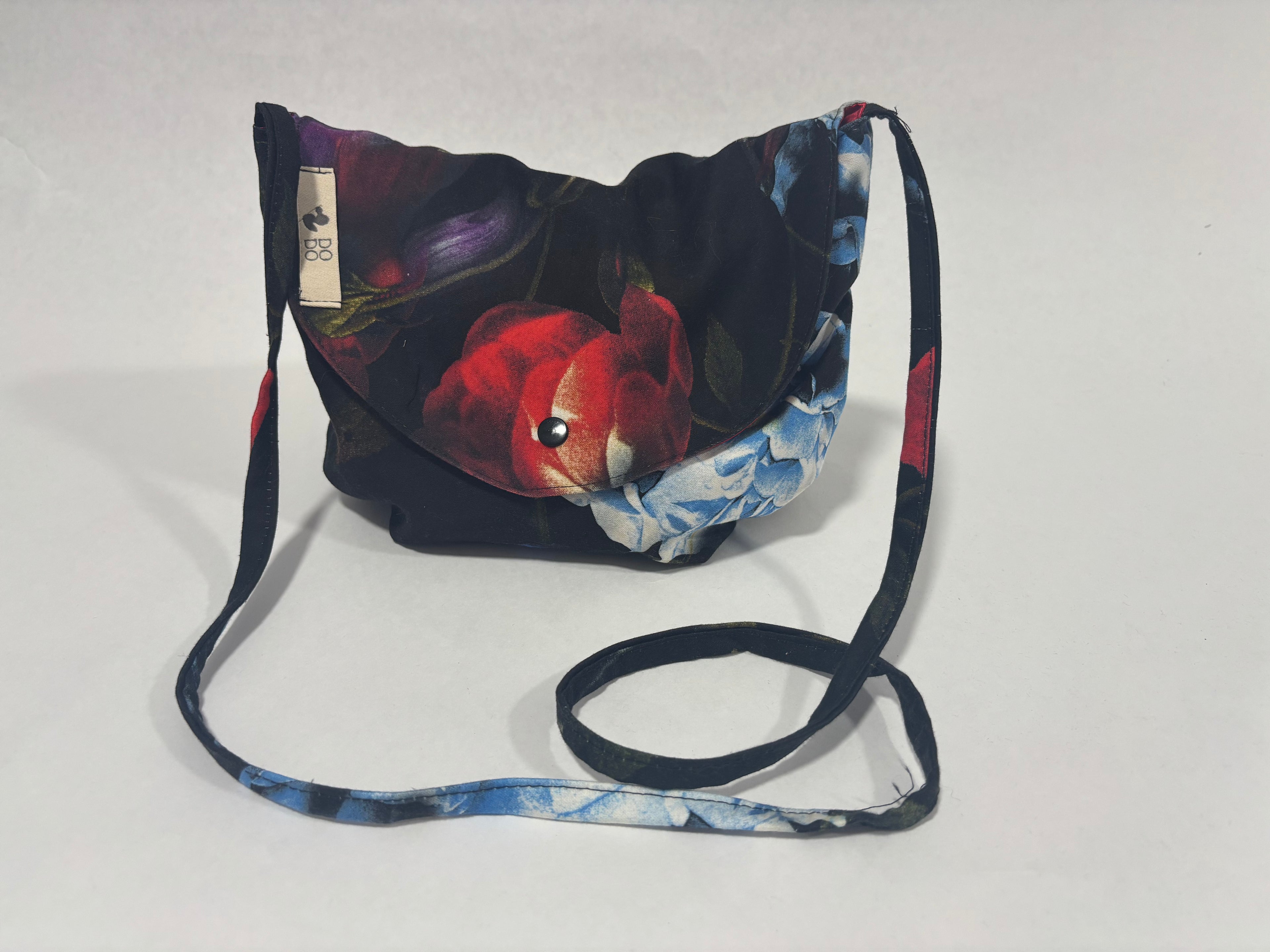 Bolso Bandolera Dodo: Flores Rojas y Azules