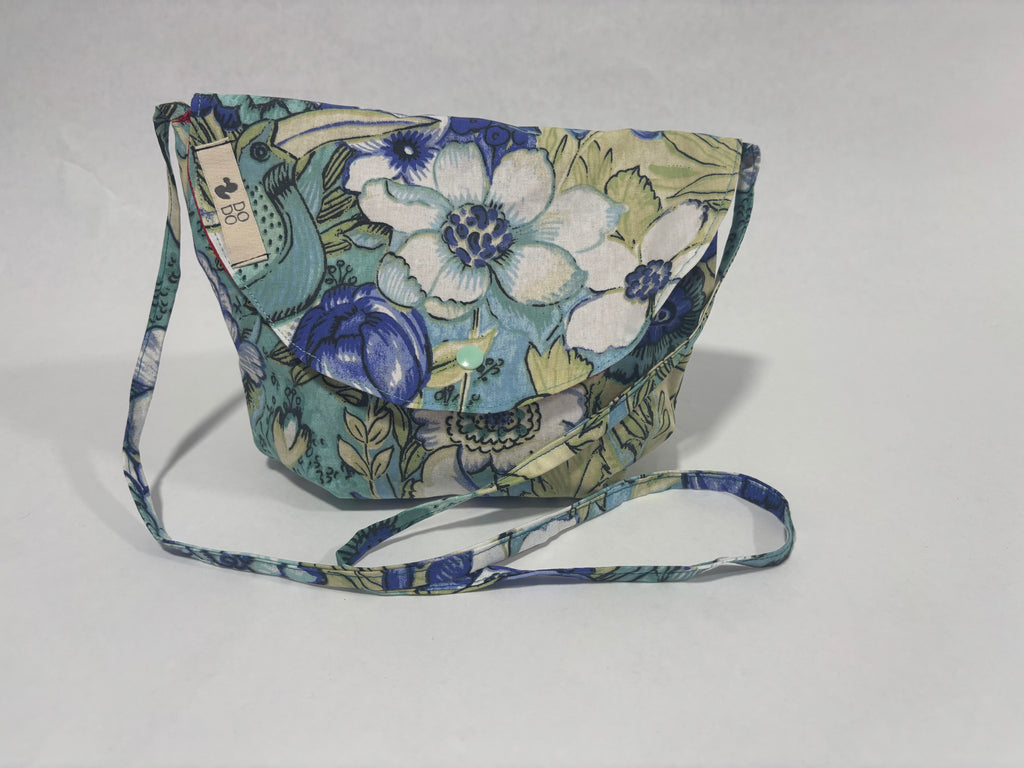 Bolso Bandolera Dodo: Aves y Flores Azules